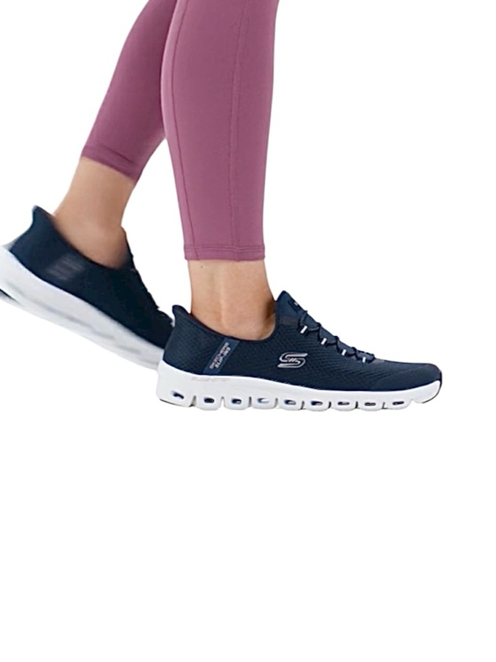 Skechers Glide-Step Pursuit Navy White Slip-ins Effortless Versatile Sneakers 8